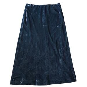 Anthropologie Maeve Velvet Midi Skirt Green Elastic Waist Size M